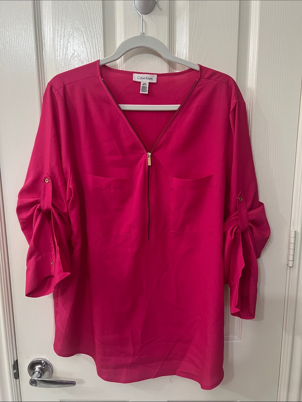 Calvin Klein Fuchsia Zip-Front Tunic Top